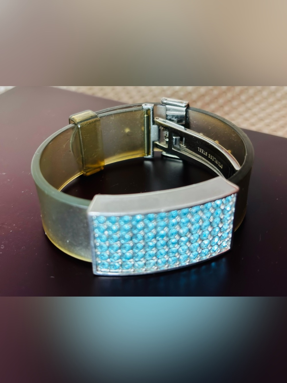 Swarovski Silver Bracelet with Turquoise Crystal Panel